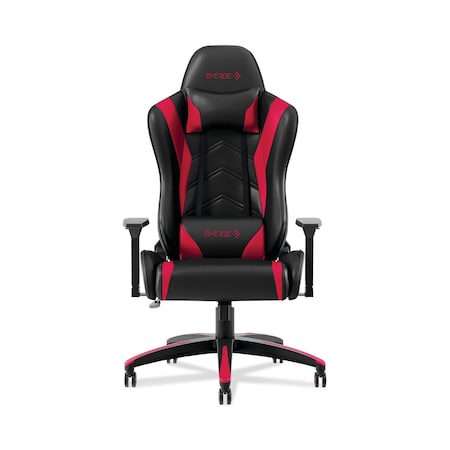 Emerge Vartan Bonded Leather Gaming Chair, 18.3-22.1 in. Seat Height, Red/Black Seat and Back, Black Base 53241-CC